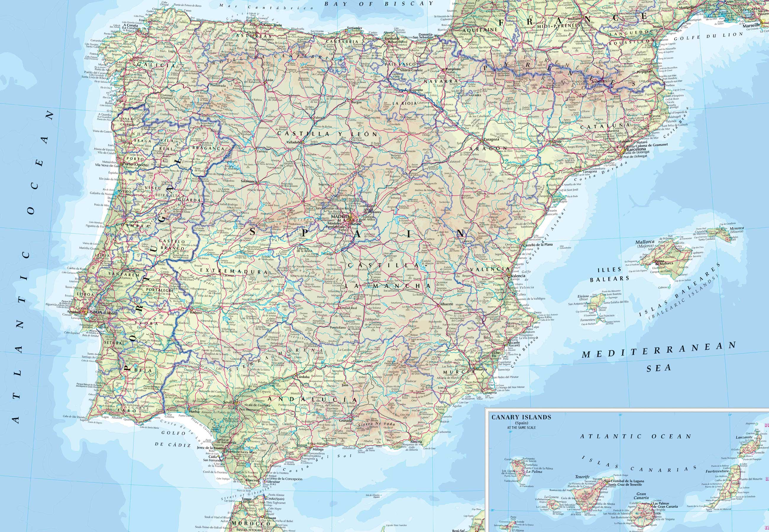 Mapa de carreteras de españa y portugal 1:340.000 2024 - Música y Deportes